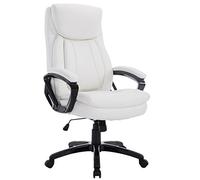 CLP Silla De Oficina XL Platon En Simil Cuero & Base con Ruedas I Silla De Escritorio Ergonómica Regulable En Altura, Color:Blanco