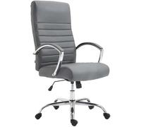 CLP Silla De Oficina XL Valais Tapizada En Simil Cuero & Base con Ruedas I Silla De Ordenador Giratoria & Regulable En Altura, Color:Gris