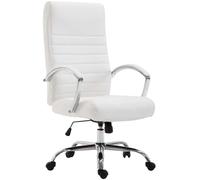 CLP Silla De Oficina XL Valais Tapizada En Simil Cuero & Base con Ruedas I Silla De Ordenador Giratoria & Regulable En Altura, Color:Blanco