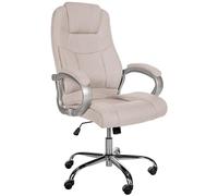 Silla De Oficina XXL Apoll Tapizada En Tela I Silla De Escritorio Regulable En Altura & Giratoria I Silla de Ordenador con Ruedas I Color:, Color:Crema