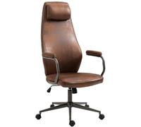 CLP Silla De Ordenador Pocatello Elegante En Cuero Sintético I Silla De Oficina con Respaldo Alto & Reposacabezas, Color:coñac