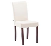 CLP Silla De Salón Comedor Ina Acolchada En Tela I Silla De Sala De Espera con Base 4 Patas De Madera, Color:Crema, Color del Marco:Cappuccino