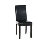 CLP Silla De Salón Comedor Ina Tapizada En Cuero Sintético I Silla Comedor Acolchada I Silla Elegante de Salón I Silla Sala De Espera I Color:, Color:Negro, Color del Marco:marrón Oscuro