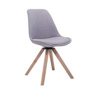 CLP Silla De Salón Troyes Square Tapizada En Tela & con Base De Madera I Silla De Comedor Giratoria & En Estilo Nórdico, Color:Gris, Color del Marco:Natura