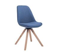 CLP Silla De Salón Troyes Square Tapizada En Tela & con Base De Madera I Silla De Comedor Giratoria & En Estilo Nórdico, Color:Azul, Color del Marco:Natura