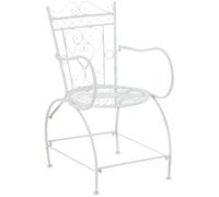 CLP Silla de Terraza de Hierro Antiguo Sheela, Silla de Metal con Reposabrazos Arqueados, Silla de Jardín Estilo Medieval Color:Blanco