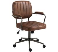 CLP Silla De Trabajo Natrona En Piel Sintética I Silla De Oficina con Look Industrial Acolchada & con Ruedas, Color:coñac
