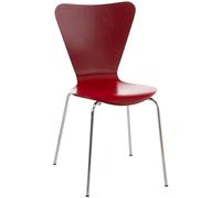 CLP Silla de Visita Apilable Calisto I Silla de Comedor Apilable & Asiento de Madera I Silla de Cocina con Base de Metal, Color:Rojo