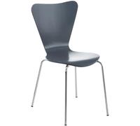 CLP Silla de Visita Apilable Calisto I Silla de Comedor Apilable & Asiento de Madera I Silla de Cocina con Base de Metal, Color:Gris
