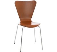 CLP Silla de Visita Apilable Calisto I Silla de Comedor Apilable & Asiento de Madera I Silla de Cocina con Base de Metal Color:marrón