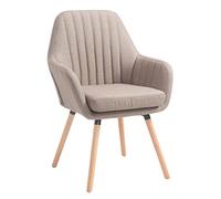 CLP Silla De Visita Florian Tapizada En Tela I Silla Butaca De Salón Nórdica I Silla Comedor Acolchada & con 53cm De Altura De Asiento I Color:, Color:Gris Pardo, Color del Marco:Natura