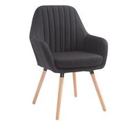 CLP Silla De Visita Florian Tapizada En Tela I Silla Butaca De Salón Nórdica I Silla Comedor Acolchada & con 53cm De Altura De Asiento I Color:, Color:Negro, Color del Marco:Natura