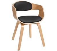 CLP Silla De Visita Kingston En Símil Cuero I Silla De Madera con Respaldo Semi-Curvado I Butaca De Salón En Estilo Escandinavo, Color:Natural/Negro