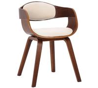 CLP Silla De Visita Kingston En Símil Cuero I Silla De Madera con Respaldo Semi-Curvado I Butaca De Salón En Estilo Escandinavo, Color:Nuez/Crema