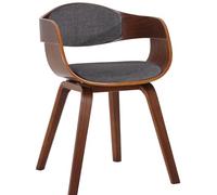 CLP Silla De Visita Kingston En Tela I Silla De Madera con Respaldo Semi-Curvado I Butaca De Salón En Estilo Escandinavo I, Color:Nuez/Gris Claro