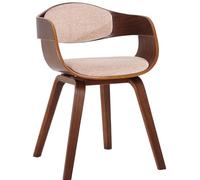 CLP Silla De Visita Kingston En Tela I Silla De Madera con Respaldo Semi-Curvado I Butaca De Salón En Estilo Escandinavo I, Color:Nuez/Crema