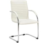 CLP Silla de Visita Tira Polipiel I Silla basculante con Asiento tapizado, Color:Blanco