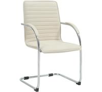 CLP Silla de Visita Tira Polipiel I Silla basculante con Asiento tapizado Color:Crema