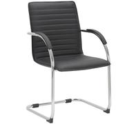 CLP Silla de Visita Tira Polipiel I Silla basculante con Asiento tapizado, Color:Negro