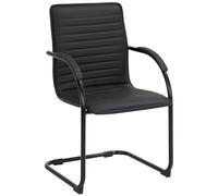 CLP Silla de Visita Tira Polipiel I Silla basculante con Asiento tapizado, Color:Negro/Negro