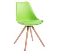 CLP Silla de Visita Toulouse Rund Tapizada en Cuero Sintético I Silla de Espera Acolchada | Silla de Comedor con Respaldo y Base de Madera I Col, Color:Verde Claro, Color del Marco:Natura