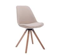 CLP Silla De Visita Troyes Rund Tapizada En Tela I Silla De Salón Comedor Giratoria & con Base De Madera I Butaca De Salón Nórdica I Color:, Color:Crema, Color del Marco:Natura