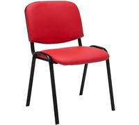 CLP Silla de Visitas Ken en Cuero Sintético I Silla de Conferencias Apilable I Silla de Reuniones Capacidad máx. 120 kg I Color:, Color:Rojo