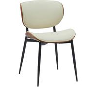 CLP Silla Enid con Respaldo y tapizado I Sillón con Revestimiento de Polipiel o Tela I Cómoda Silla de Comedor, Color:Nuez/Crema, Material:Cuero Sintetico