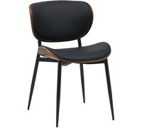 CLP Silla Enid con Respaldo y tapizado I Sillón con Revestimiento de Polipiel o Tela I Cómoda Silla de Comedor, Color:Nuez/Negro, Material:Cuero Sintetico