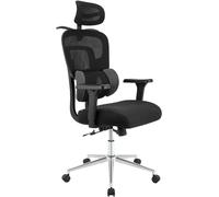 CLP Silla ergonómica de Oficina con reposacabezas Lothenda, Silla de Escritorio Ajustable en Altura con Soporte Lumbar y reposabrazos 3D, Color:Negro