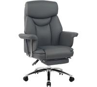 CLP Silla ergonómica de Oficina con reposapiés Dahra, de Escritorio tapizada en Cuero, Ajustable y soporta hasta 135 kg, Color:Gris