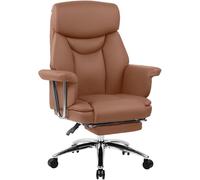 CLP Silla ergonómica de Oficina con reposapiés Dahra, de Escritorio tapizada en Cuero, Ajustable y soporta hasta 135 kg, Color:marrón
