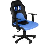 CLP Silla De Escritorio Infantil Fun Tapizada En Simil Cuero I Silla De Ordenador Infantil Regulable En Altura & Giratoria, Color:Negro/Azul