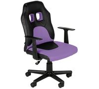 CLP Silla ergonómica para nińos y Adolescentes Fun, giratoria y Ajustable en Altura con Funda de Cuero sintético, reposabrazos Desmontables, Color:Negro/Violeta