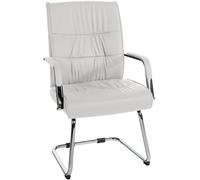 CLP Silla Estilo Cantilever Sievert Tapizada En Cuero Sintético I Silla De Conferencias con Reposabrazos I Silla De Oficina Sin Ruedas, Color:Blanco