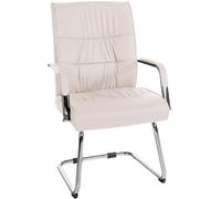 CLP Silla Estilo Cantilever Sievert Tapizada En Cuero Sintético I Silla De Conferencias con Reposabrazos I Silla De Oficina Sin Ruedas, Color:Crema