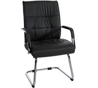 CLP Silla Estilo Cantilever Sievert Tapizada En Cuero Sintético I Silla De Conferencias con Reposabrazos I Silla De Oficina Sin Ruedas, Color:Negro