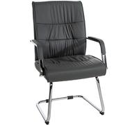 CLP Silla Estilo Cantilever Sievert Tapizada En Cuero Sintético I Silla De Conferencias con Reposabrazos I Silla De Oficina Sin Ruedas, Color:Gris