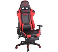 CLP Silla Gaming Turbo En 3 Tapizados Disponibles I Silla Gamer Giratoria & Regulable En Altura, Color:Negro/Rojo, Material de Base:Cuero Sintetico