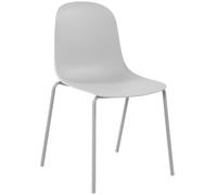 CLP Silla Hardin apilable para Exteriores o Interiores I Butaca de Comedor sin reposabrazos con Base Metalica de 4 Patas, Color:Gris Claro
