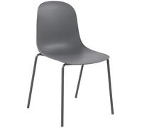 CLP Silla Hardin apilable para Exteriores o Interiores I Butaca de Comedor sin reposabrazos con Base Metalica de 4 Patas, Color:Gris Oscuro