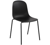 CLP Silla Hardin apilable para Exteriores o Interiores I Butaca de Comedor sin reposabrazos con Base Metalica de 4 Patas, Color:Negro