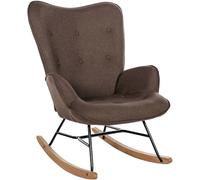 CLP Silla Mecedora Relax Sanka Tapizada En Tela & con Base De Metal I Sillón Mecedora De Dormitorio Estilo Escandinavo | Color marrón
