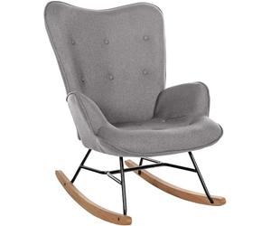 CLP Silla Mecedora Relax Sanka Tapizada En Tela & con Base De Metal I Sillón Mecedora De Dormitorio Estilo Escandinavo | Color Gris