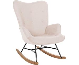 CLP Silla Mecedora Relax Sanka Tapizada En Tela & con Base De Metal I Sillón Mecedora De Dormitorio Estilo Escandinavo, Color:Crema