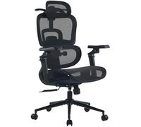 CLP Silla Oficina Ergonómica Jenson con Reposacabezas, Silla Escritorio Altura Regulable, Respaldo Reclinable 135o, Soporte Lumbar, Color:Negro