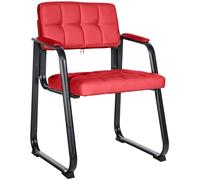 Silla para Visitas Canada B Tapizada En Cuero Sintético I Silla De Espera con Reposabrazos I Silla Confidente con Base De Metal I Color:, Color:Rojo