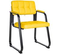 CLP Silla para Visitas Canada B Tapizada En Cuero Sintético I Silla De Espera con Reposabrazos I Silla Confidente con Base De Metal I Color:, Color:Amarillo
