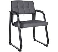 CLP Silla para Visitas Canada B Tapizada En Cuero Sintético I Silla De Espera con Reposabrazos I Silla Confidente con Base De Metal I Color:, Color:Gris