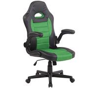 CLP Silla Racing John En Cuero Sintético & Tejido En Tela I Silla Gamer Acolchada, Regulable En Altura & Giratoria, Color:Verde Claro
